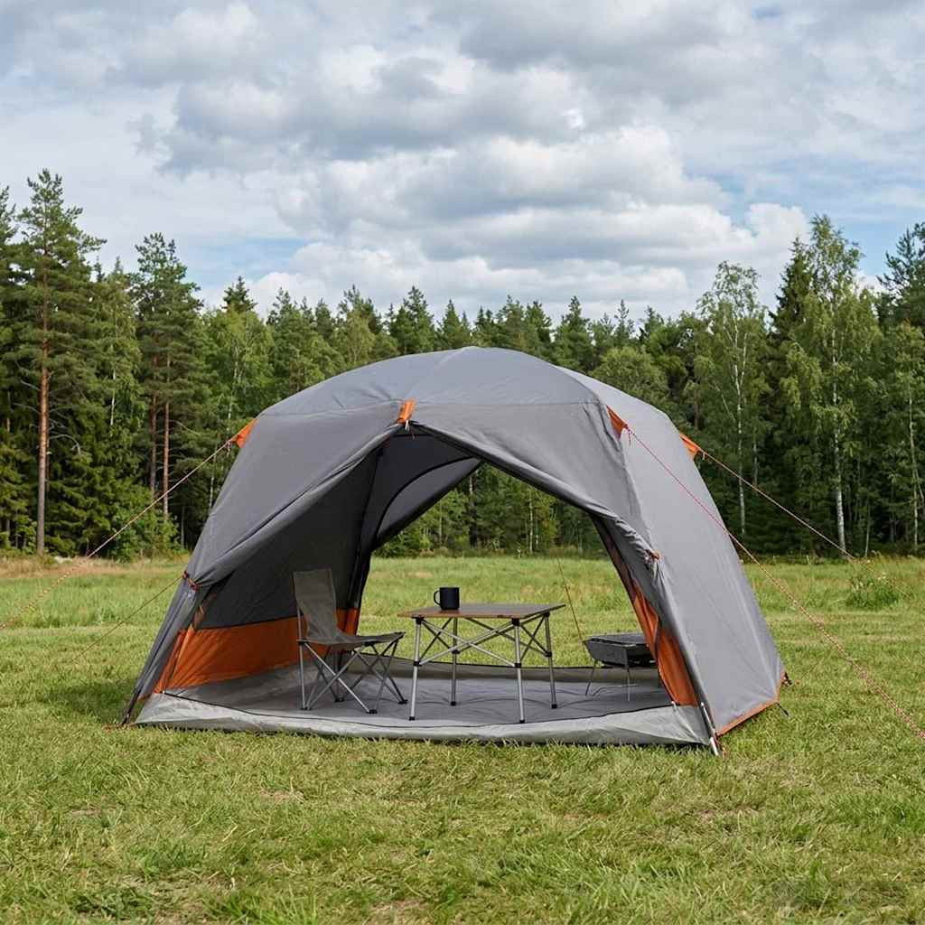 vidaXL Trekkingzelt Grau und Orange 2-Personen