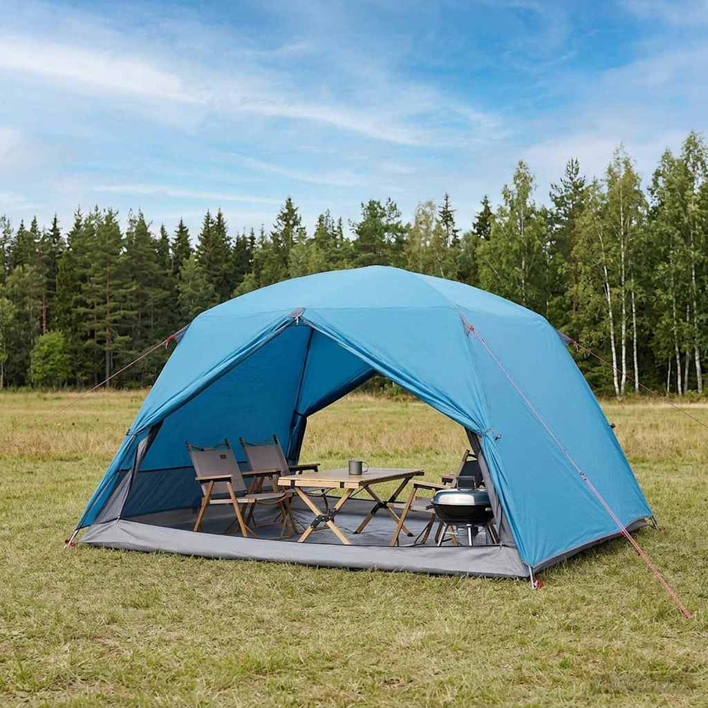 vidaXL Trekkingzelt Blau 4-Personen 185T Polyester mit PU-Beschichtung