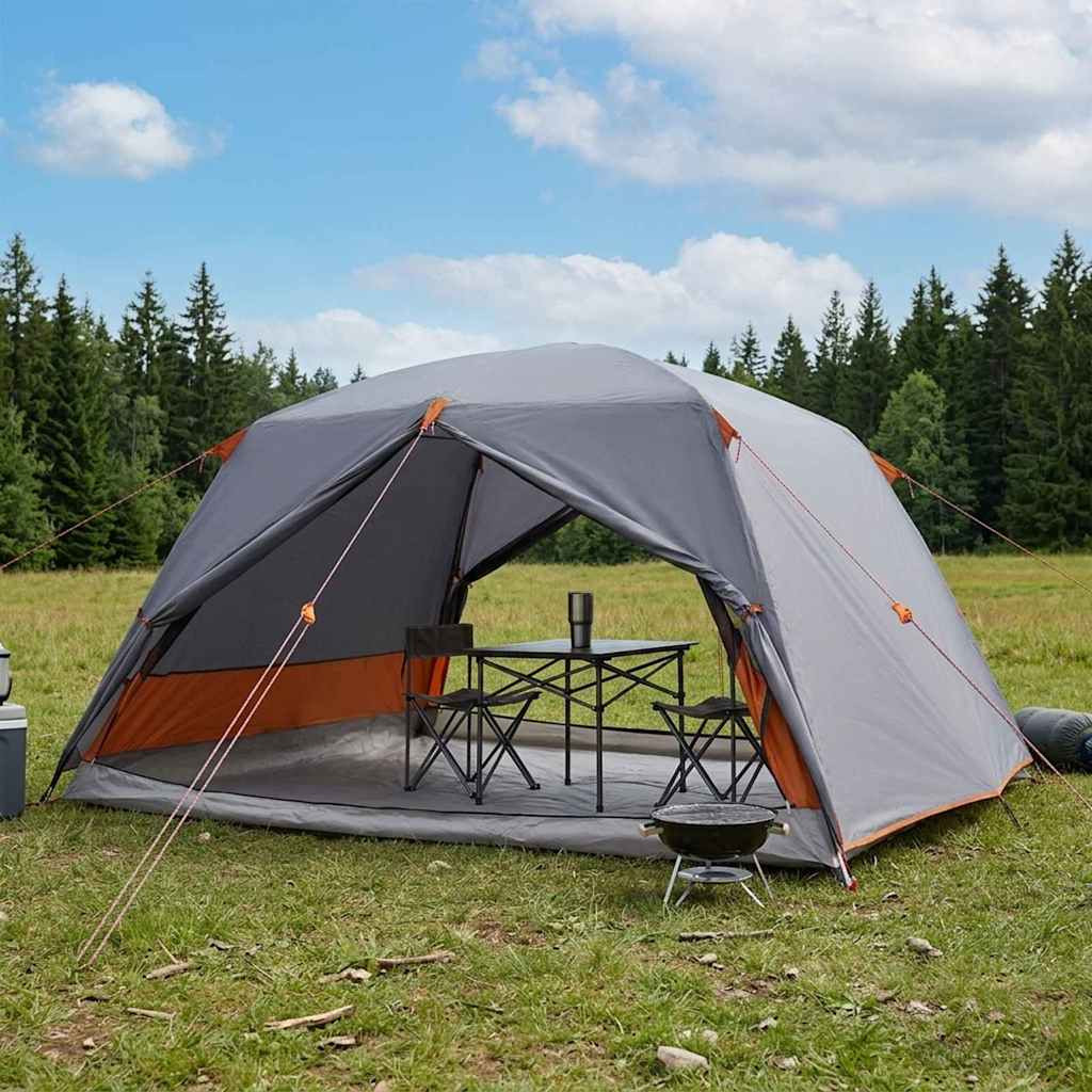 vidaXL Trekkingzelt Grau und Orange 4-Personen