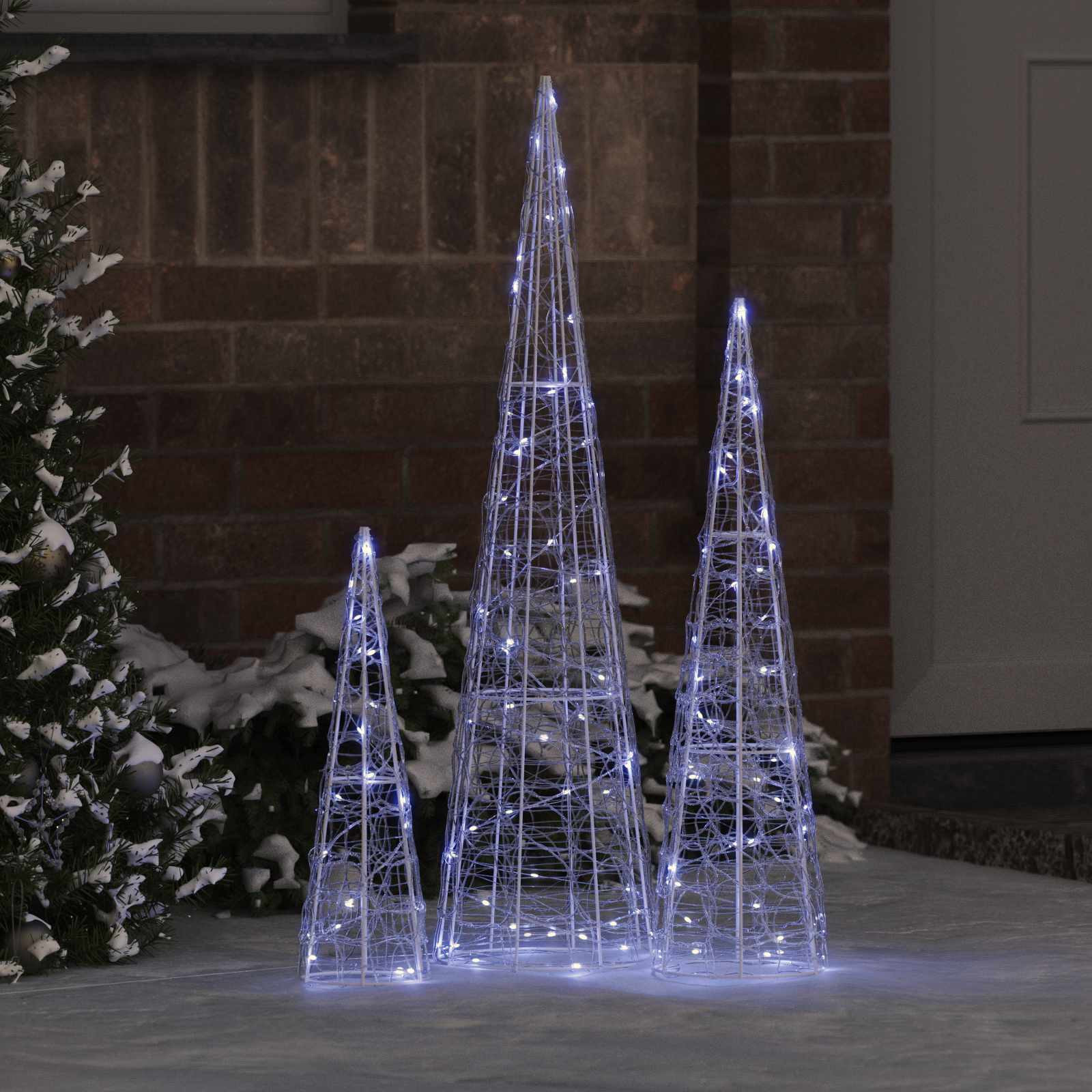 vidaXL Weihnachtsbaum mit 90 LEDs 3 pcs Kaltweiß 20 x 20 x 80 cm Acryl