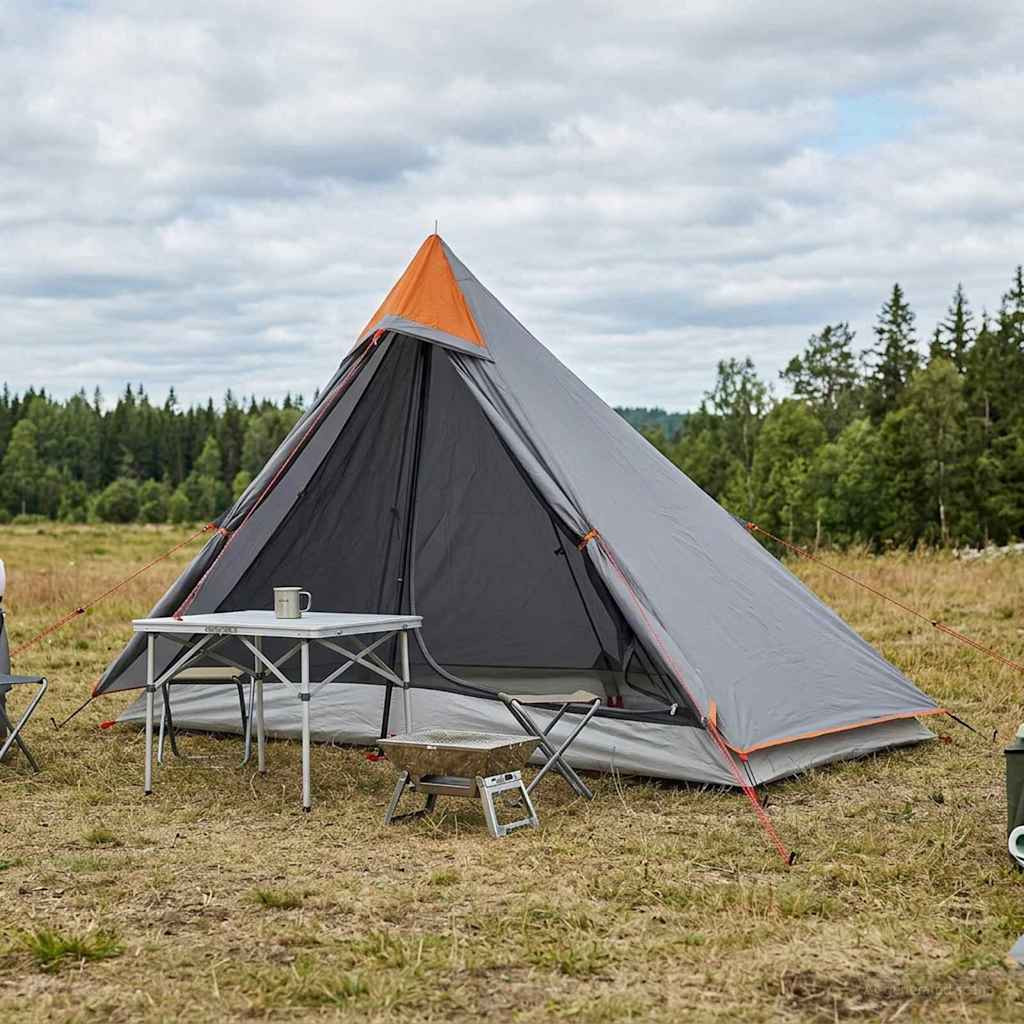 vidaXL Trekkingzelt Grau und Orange 222 x 85 x 125 cm
