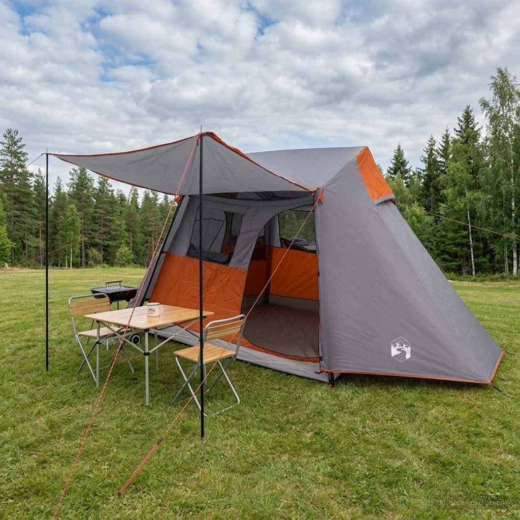 vidaXL Tunnelzelt Grau und Orange 475 x 220 x 192 cm