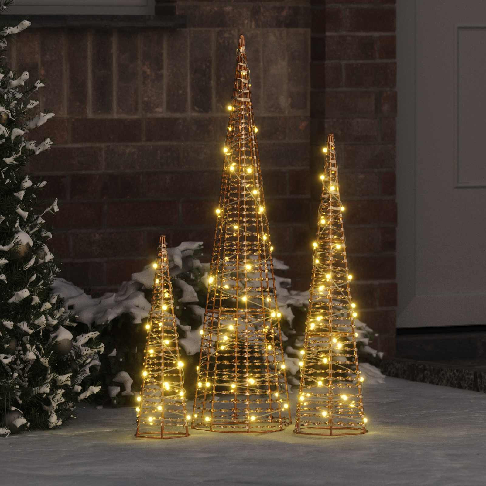 vidaXL Weihnachtsbaum mit 90 LEDs 3 pcs Warmweiß 20 x 20 x 80 cm PET