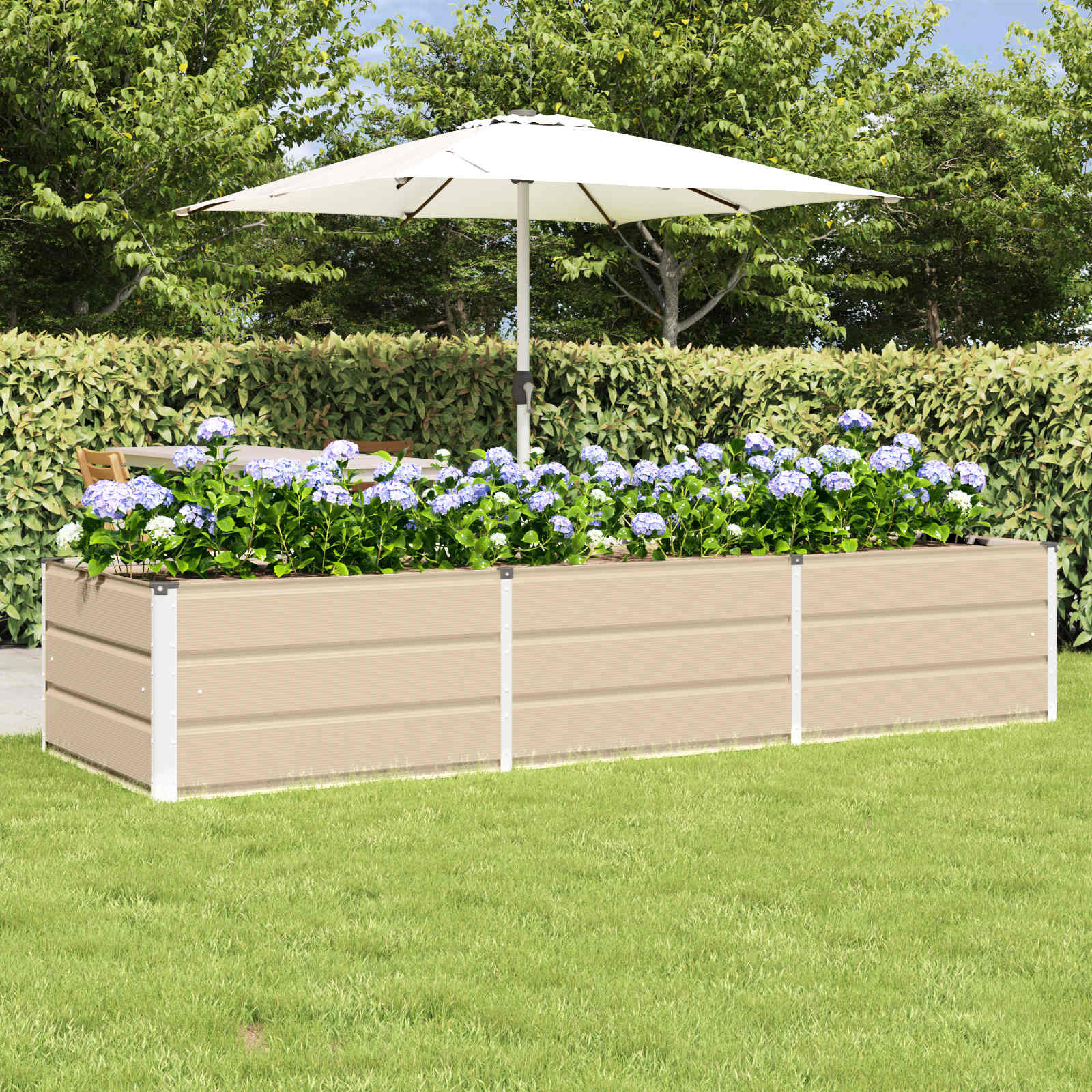 vidaXL Pflanzkübel Elfenbein 240 x 80 x 45 cm Stahl