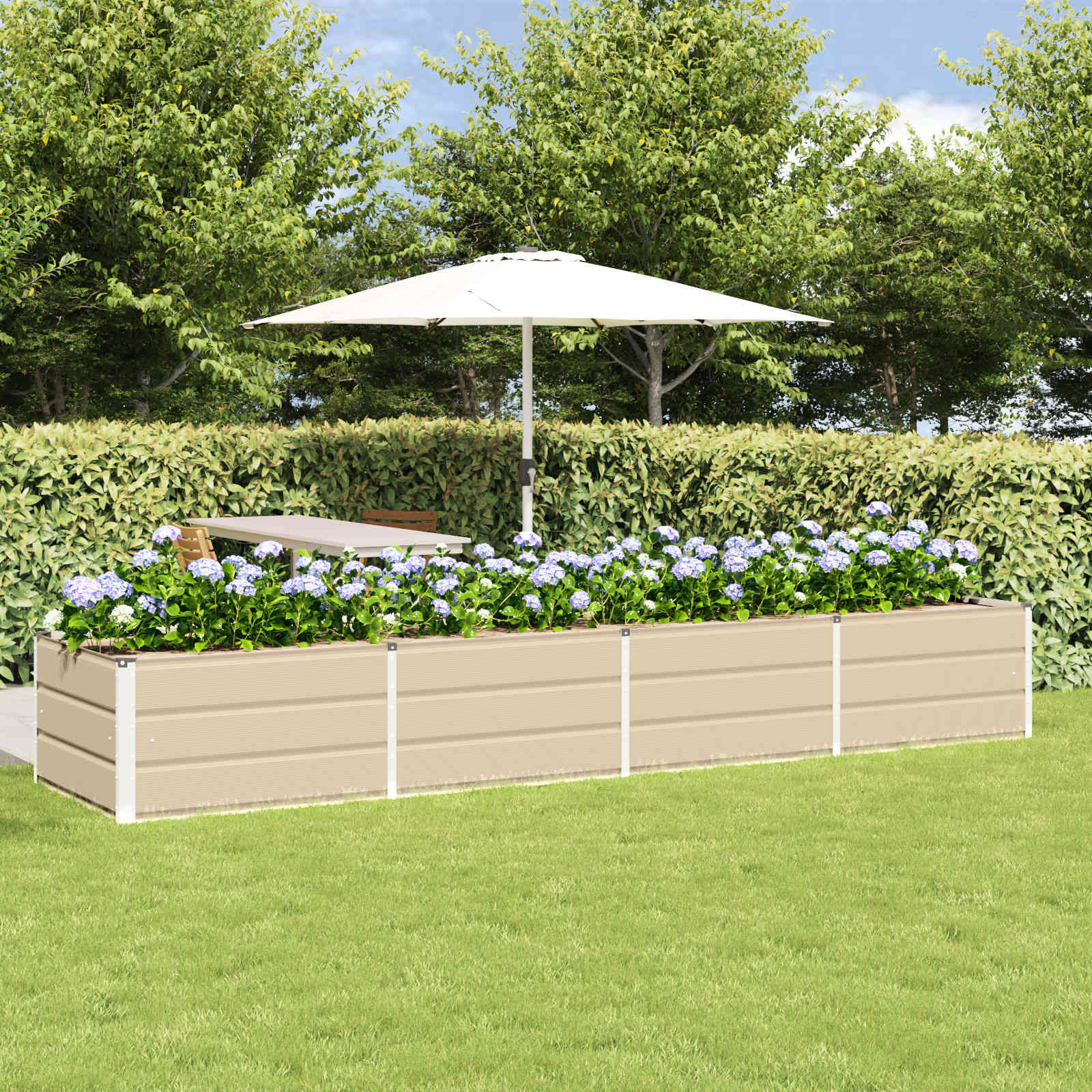 vidaXL Pflanzkübel Elfenbein 320 x 80 x 45 cm Stahl