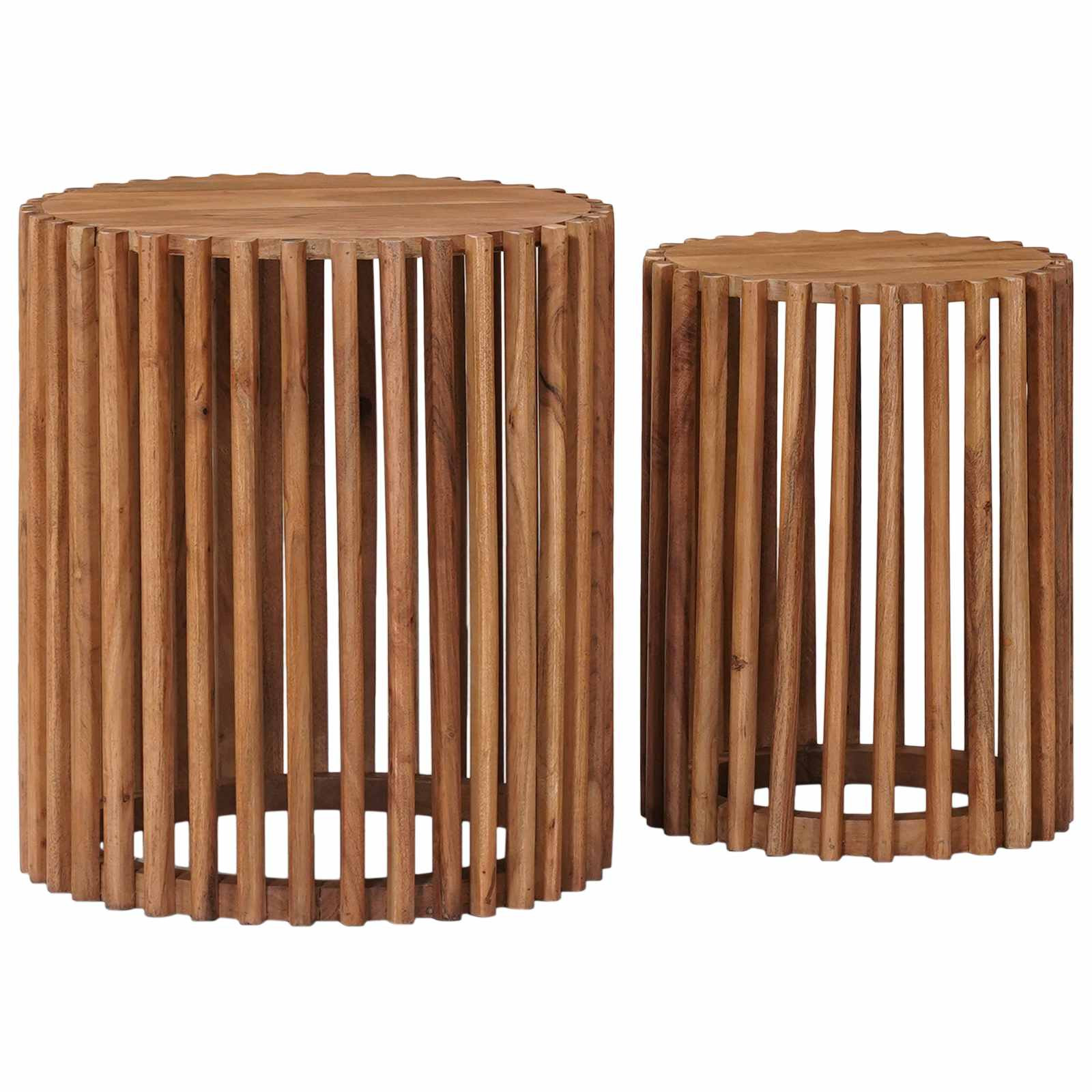 vidaXL Handgefertigtes Beistelltisch-Set 2 pcs Teakbraun