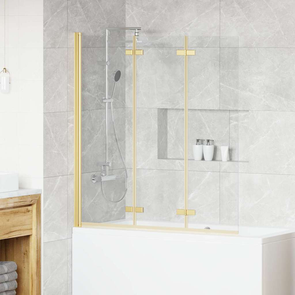 vidaXL Faltbare Duschtrennwand Gold 130 x 138 cm