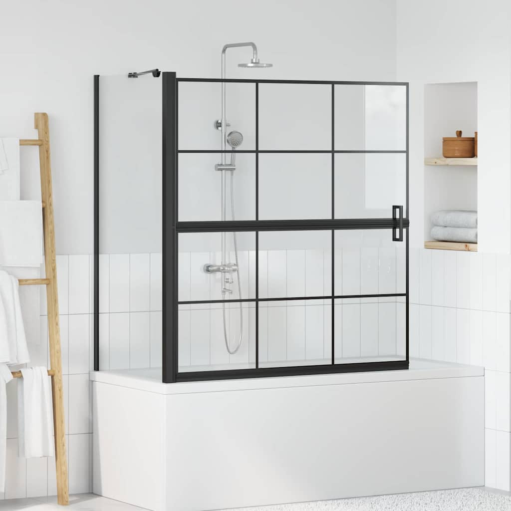 vidaXL Bad-Duschschirm Schwarz und Transparent 116 x 68 x 128 cm