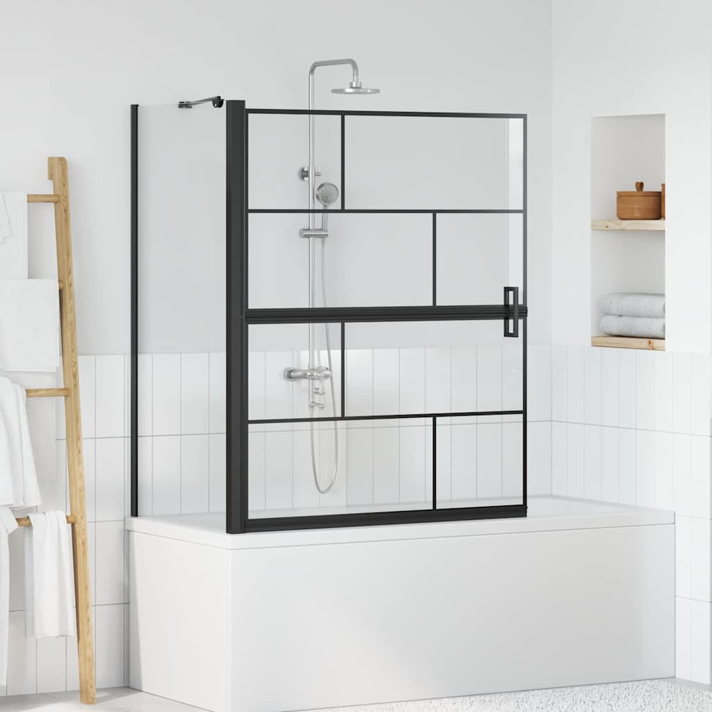 vidaXL Bad-Duschschirm Schwarz und Transparent 100 x 68 x 128 cm