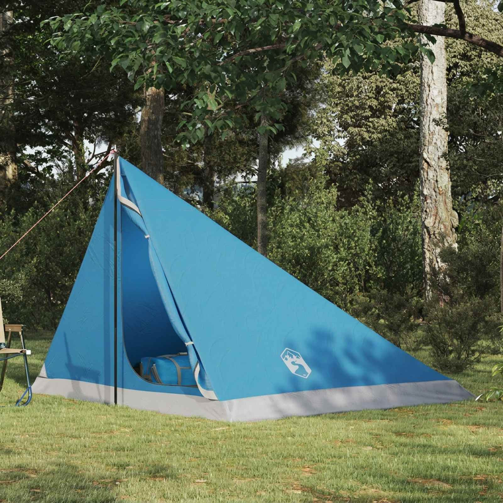 vidaXL Trekkingzelt Blau 4-Personen 185T Polyester mit PU-Beschichtung