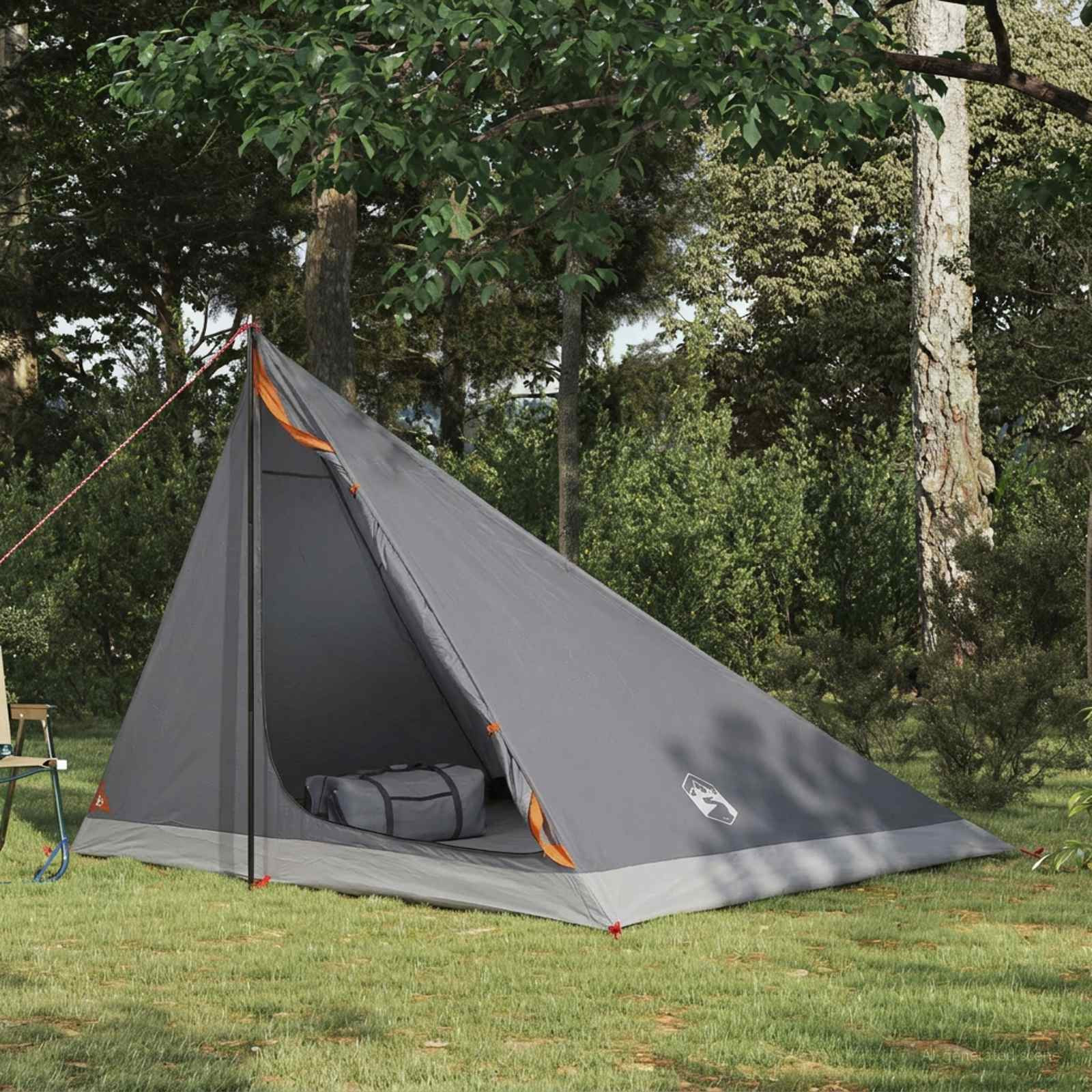 vidaXL Trekkingzelt Grau und Orange 4-Personen