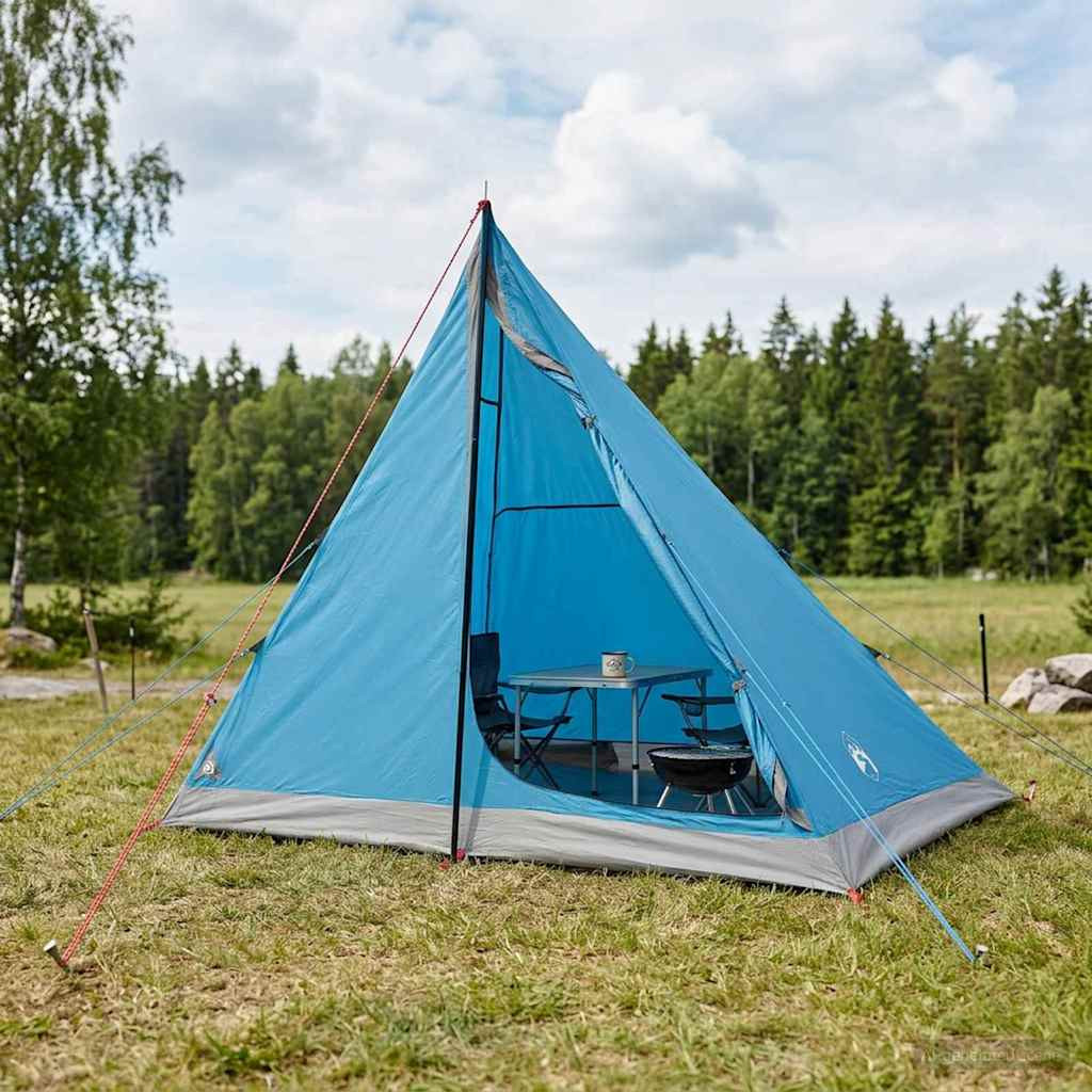 vidaXL Trekkingzelt Blau 2-Personen 185T Polyester mit PU-Beschichtung