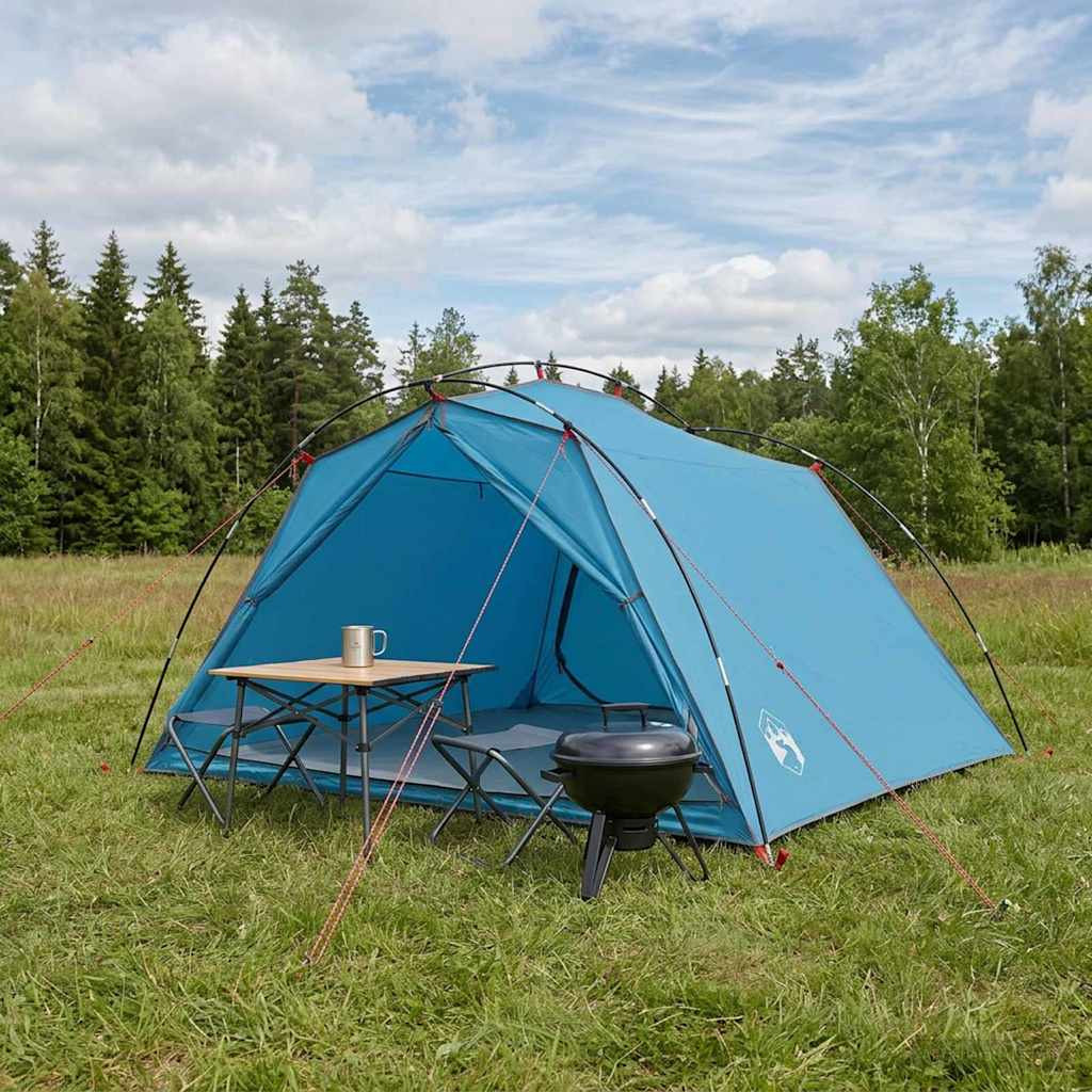 vidaXL Tunnelzelt Blau 4-Personen 185T Polyester mit PU-Beschichtung