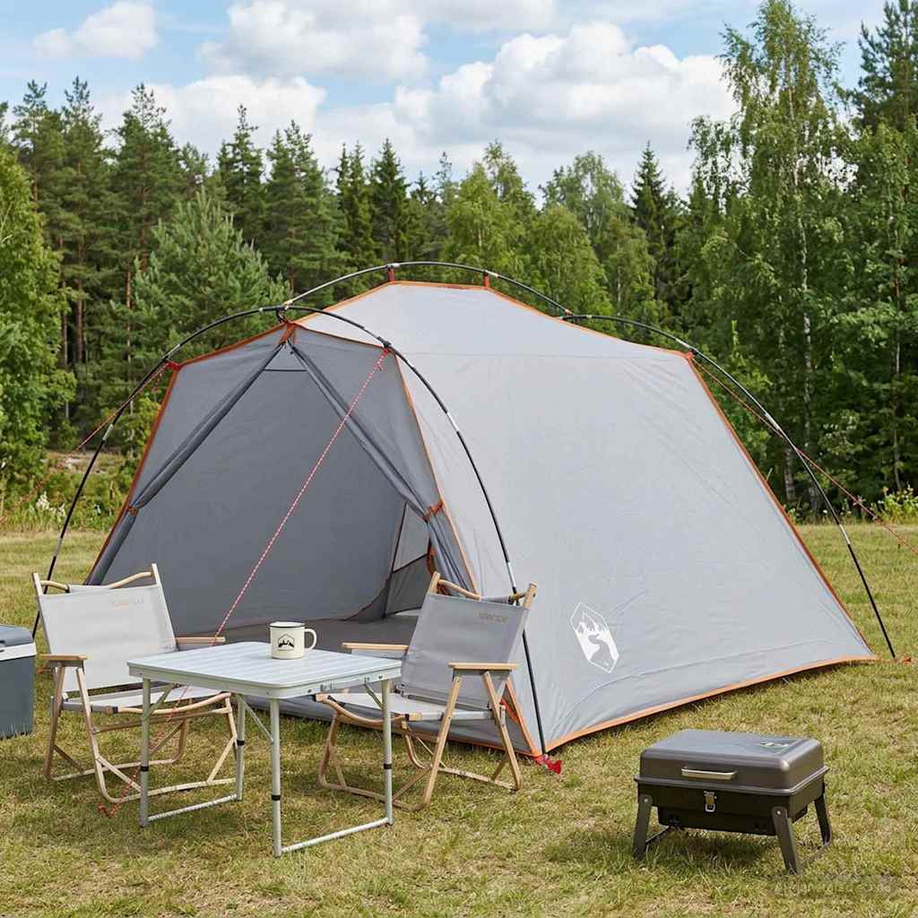 vidaXL Tunnelzelt Grau und Orange 4-Personen