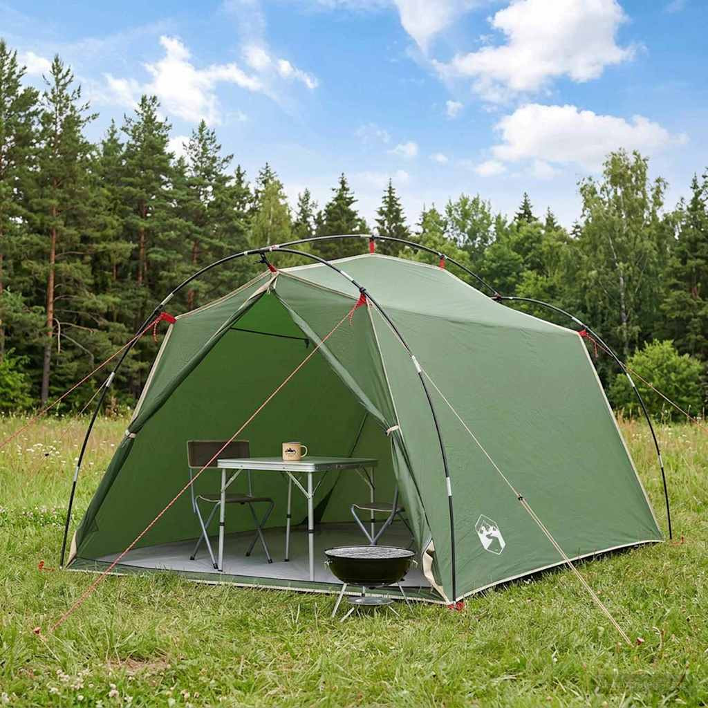 vidaXL Tunnelzelt Grün 2-Personen 185T Polyester mit PU-Beschichtung