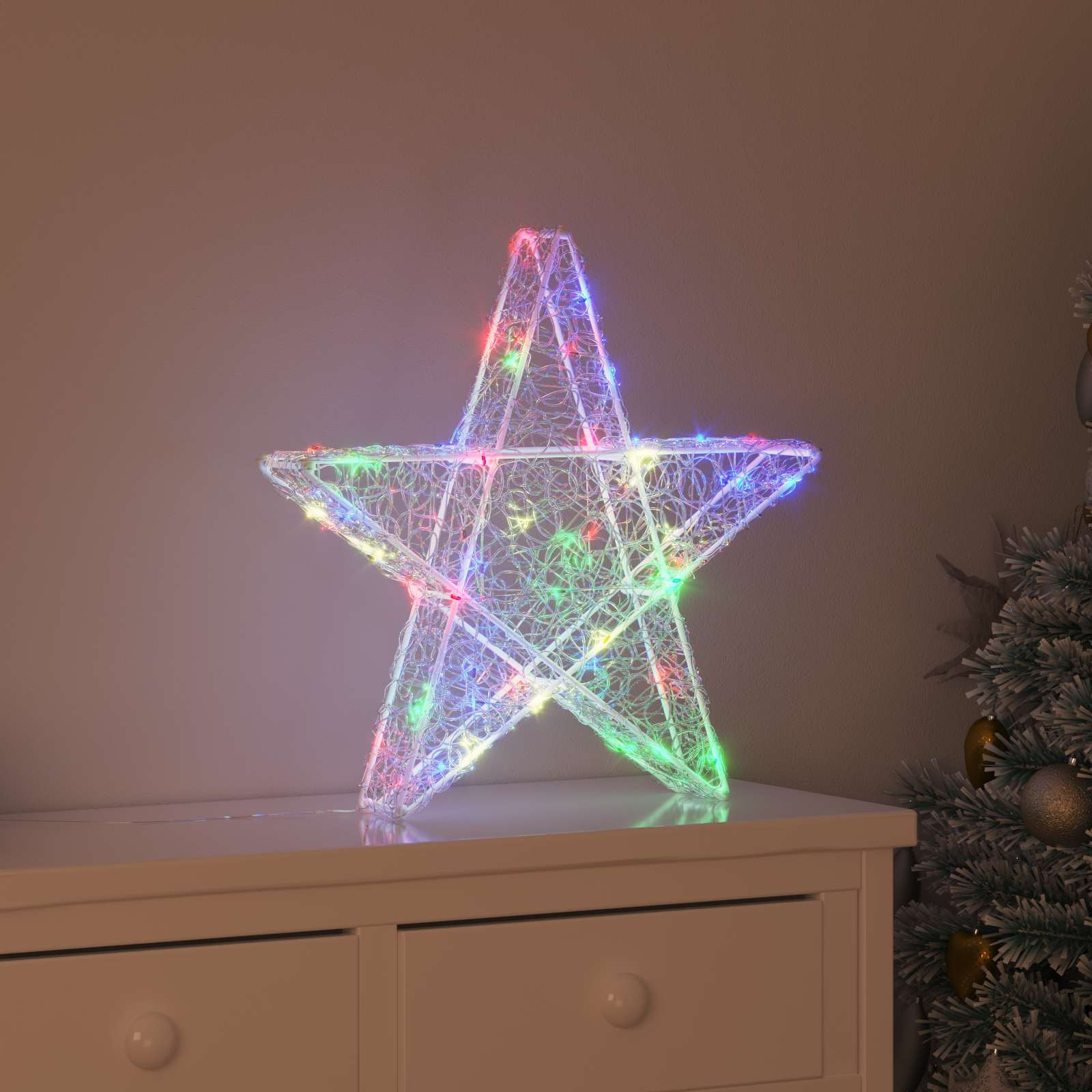 vidaXL 3D Stern mit 50 LEDs Mehrfarbig 55 x 53.5 x 10 cm Acryl