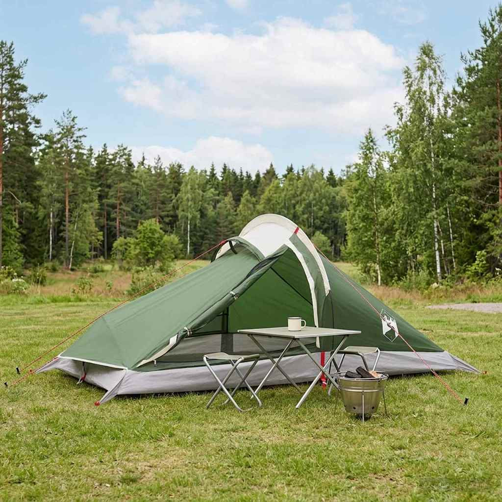 vidaXL Trekkingzelt Grün 4-Personen 185T Polyester mit PU-Beschichtung