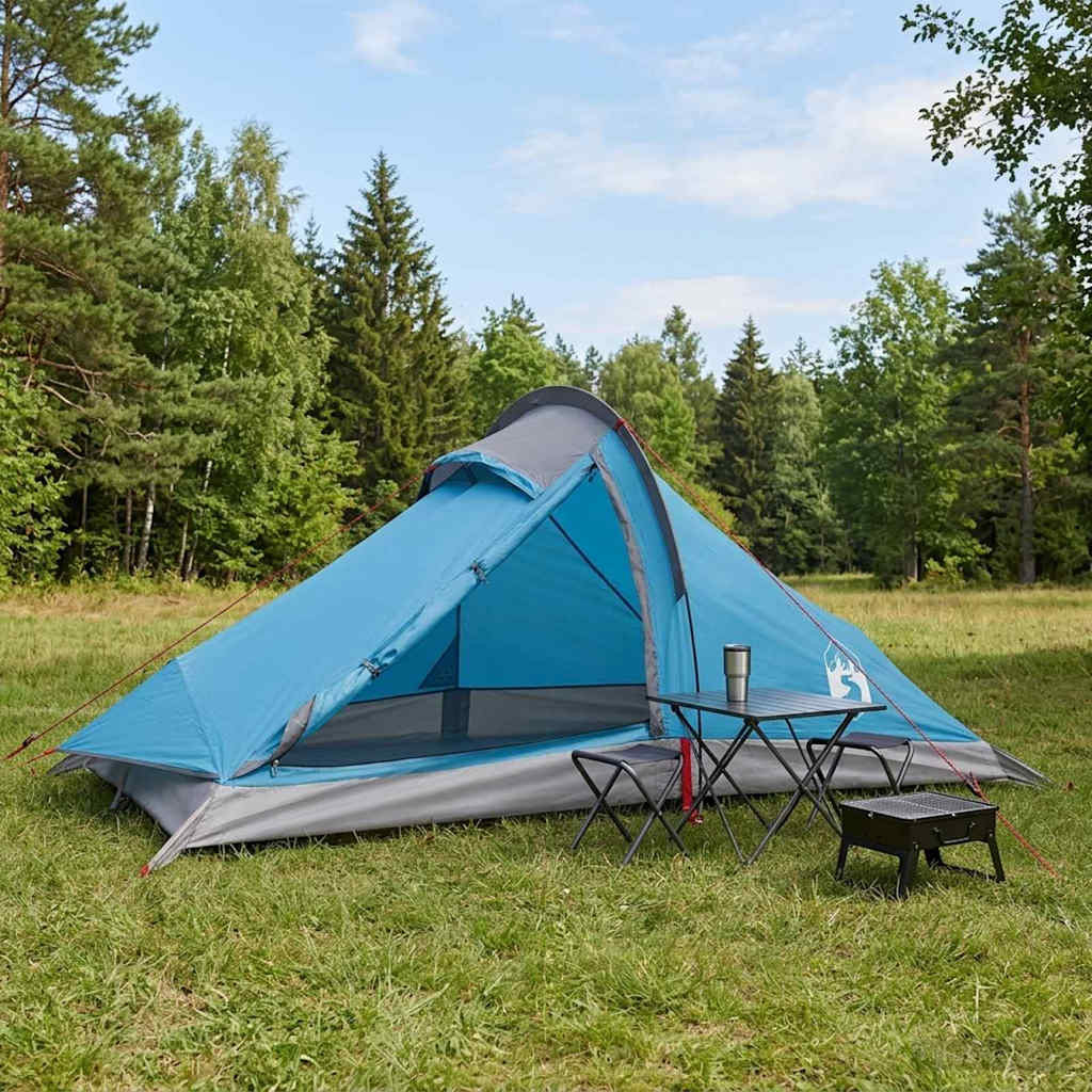 vidaXL Trekkingzelt Blau 4-Personen 185T Polyester mit PU-Beschichtung