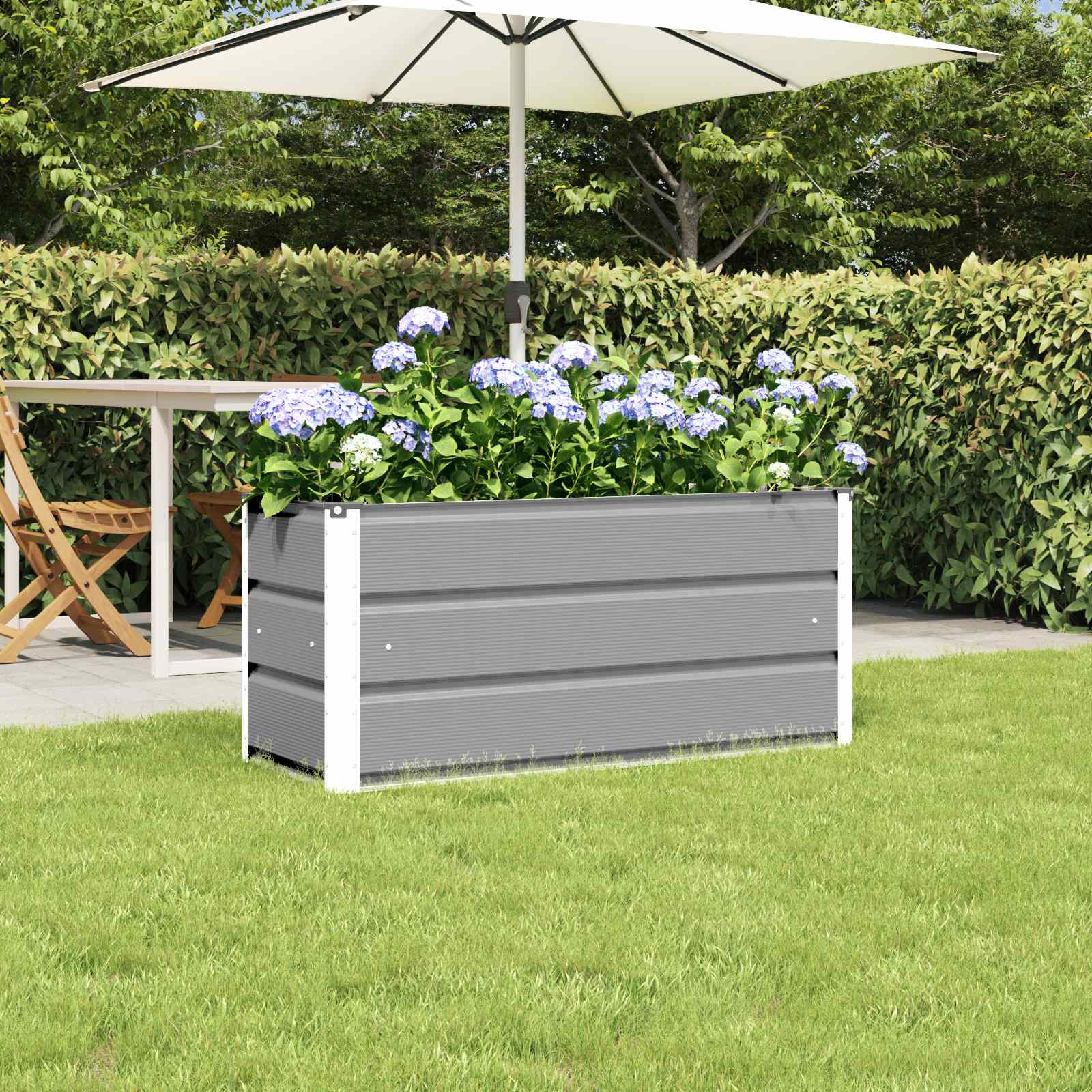 vidaXL Pflanzkübel Hellgrau 100 x 40 x 45 cm Stahl