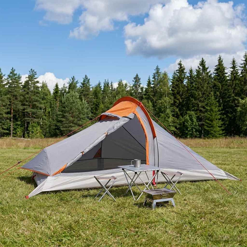 vidaXL Trekkingzelt Grau und Orange 4-Personen