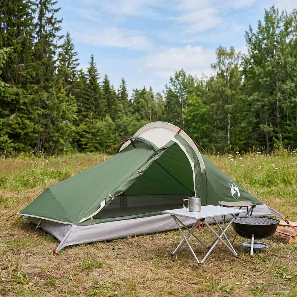 vidaXL Trekkingzelt Grün 2-Personen 185T Polyester mit PU-Beschichtung