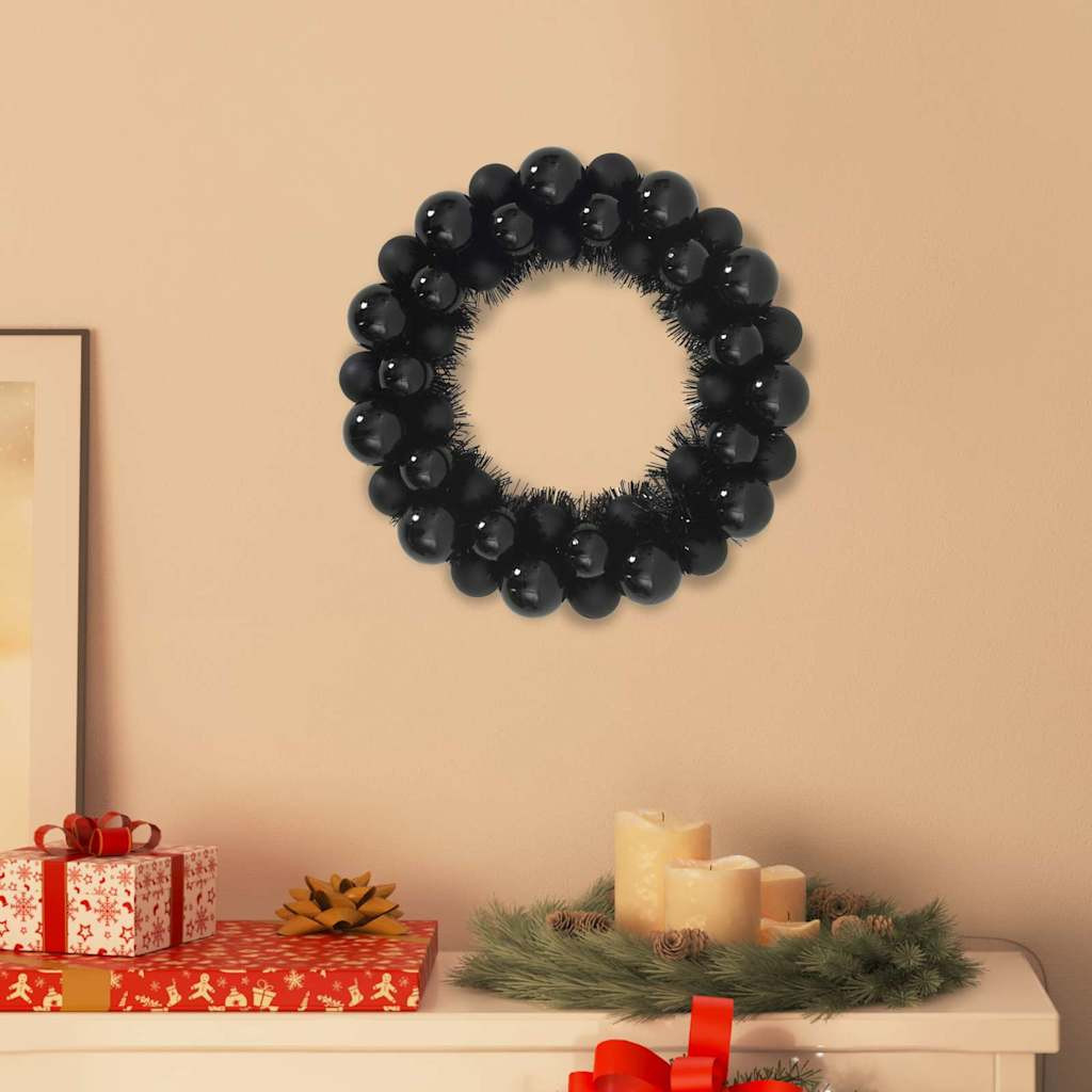 vidaXL Weihnachtsballkränze 2 pcs Schwarz 33 x 33 x 7 cm Polystyrol
