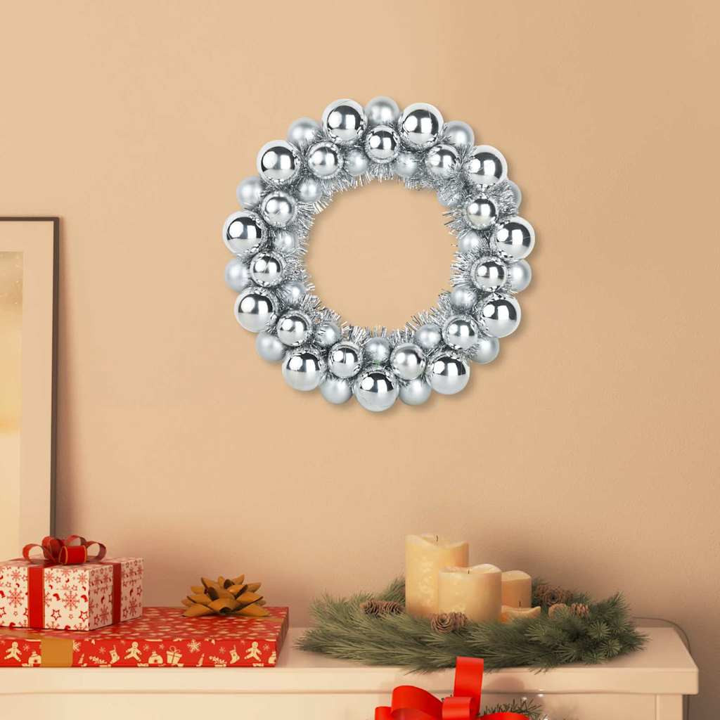 vidaXL Weihnachtsballkränze 2 pcs Silber 33 x 33 x 7 cm Polystyrol