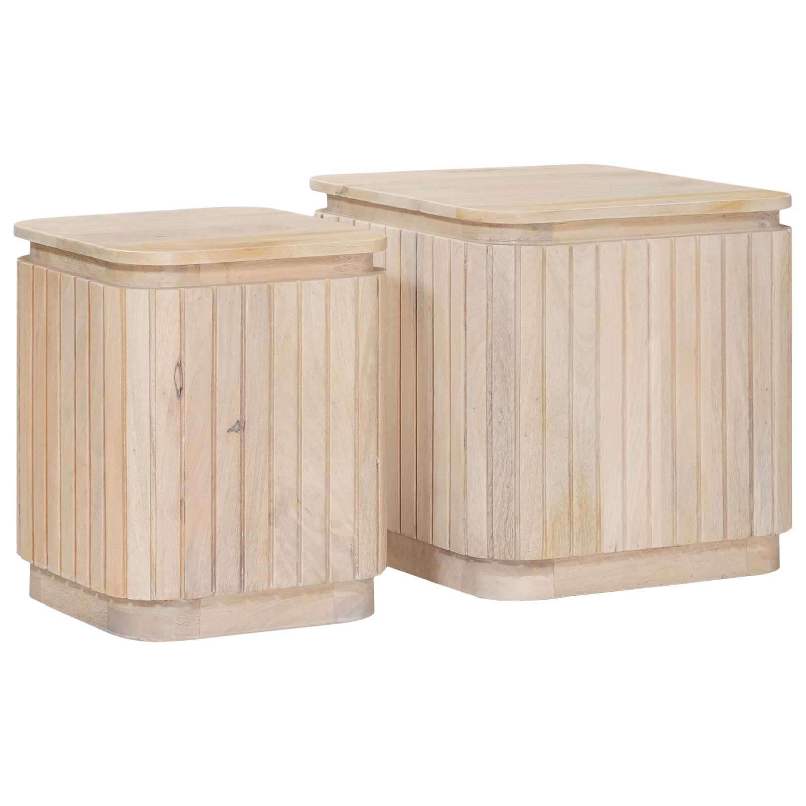 vidaXL Handgefertigtes Beistelltisch-Set 2 pcs Weiß 45 x 45 x 45 cm