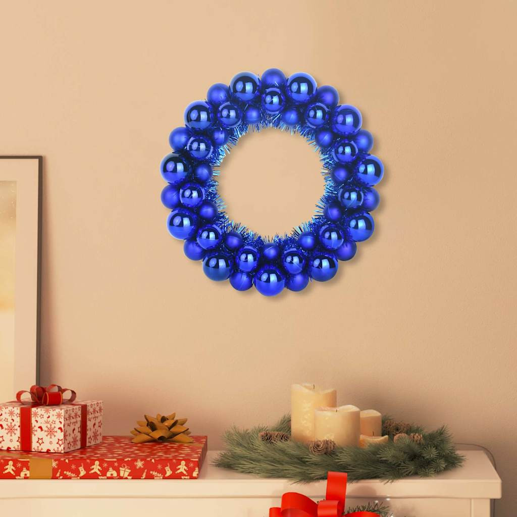 vidaXL Weihnachtsballkränze 2 pcs Blau 33 x 33 x 7 cm Polystyrol