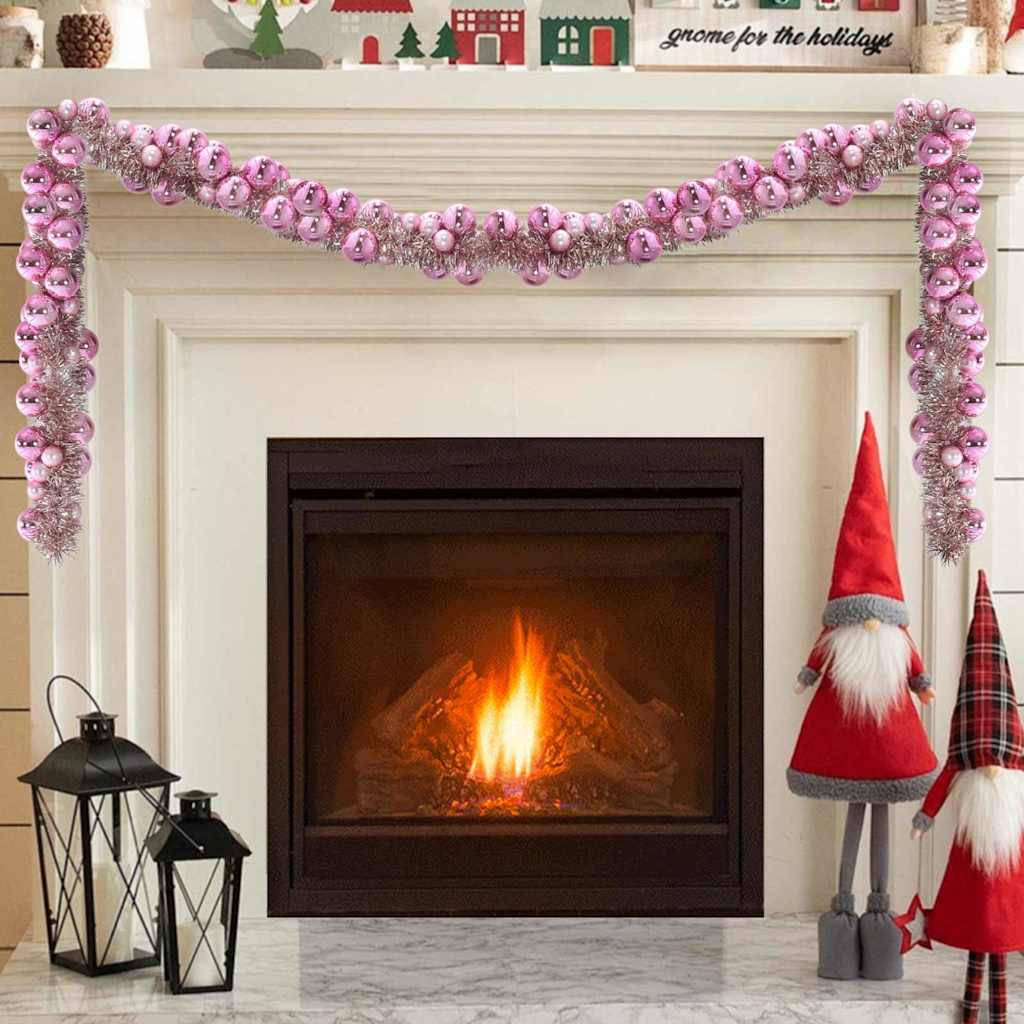 vidaXL Weihnachtskugelgirlande Rosa 186 cm Polystyrol
