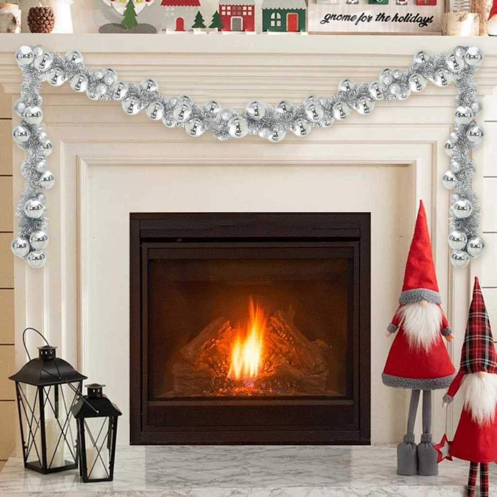 vidaXL Weihnachtskugelgirlande Silber 186 cm Polystyrol