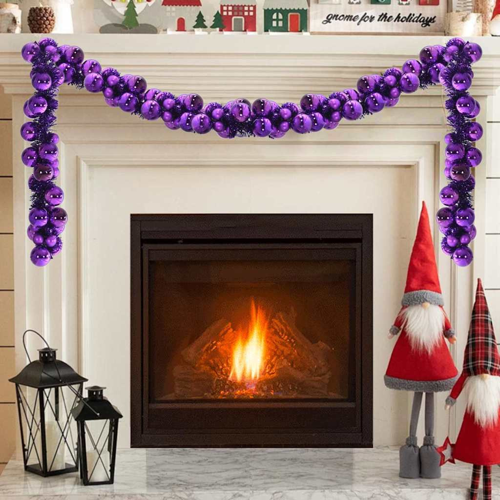 vidaXL Weihnachtskugelgirlande Lila 186 cm Polystyrol