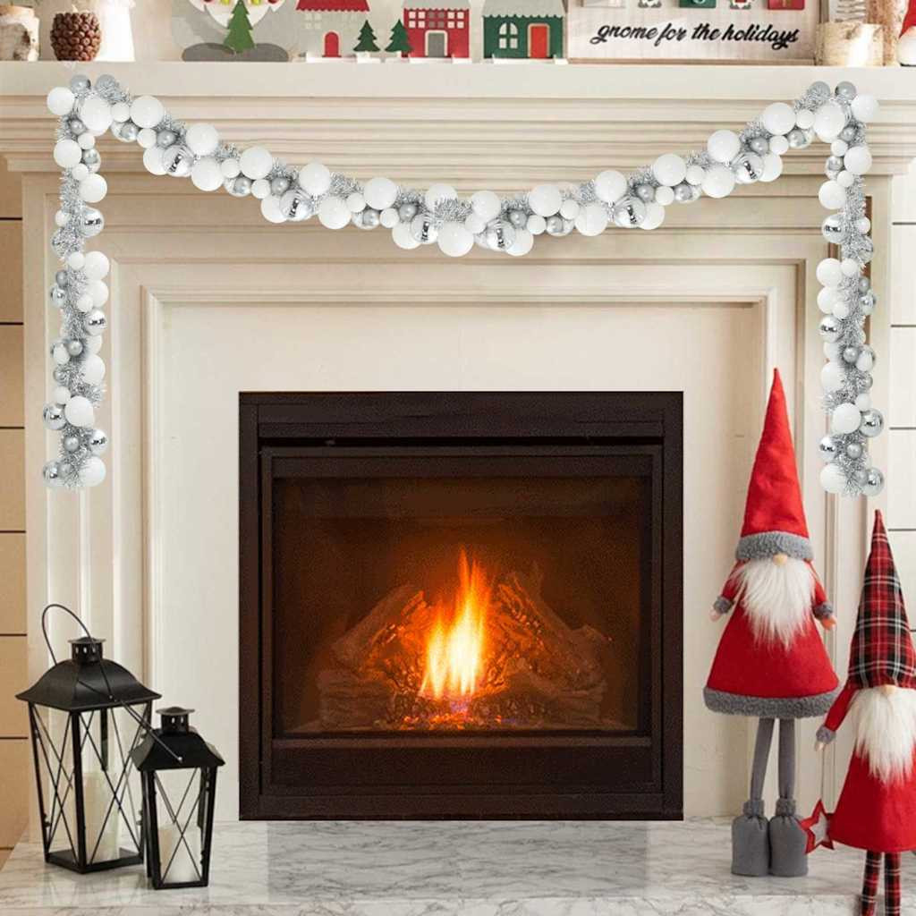 vidaXL Weihnachtskugelgirlande Weiß und Silber 186 cm Polystyrol