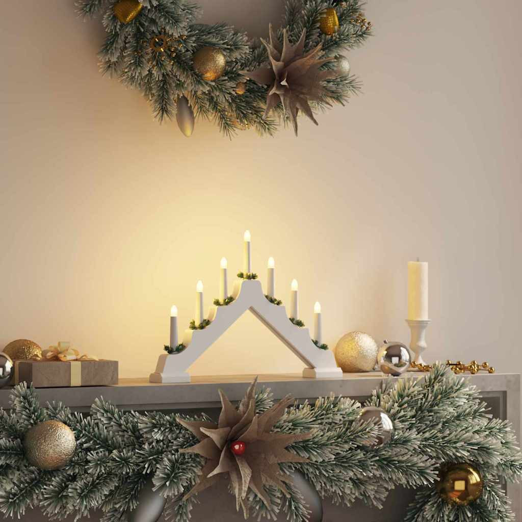 vidaXL Weihnachtskerzenbrücke mit 7 LEDs Weiß 39,5 x 5 x 29 cm