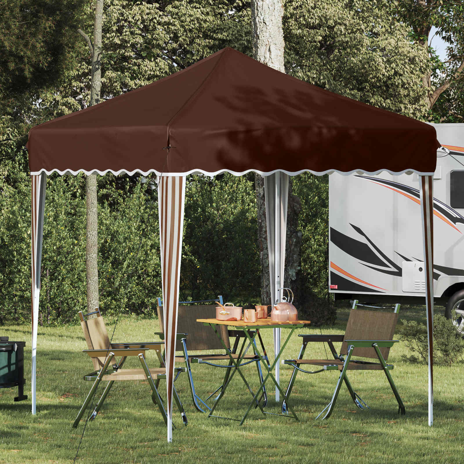 vidaXL Pop-up Partyzelt 195 x 195 x 245 cm Braun Oxford-Stoff