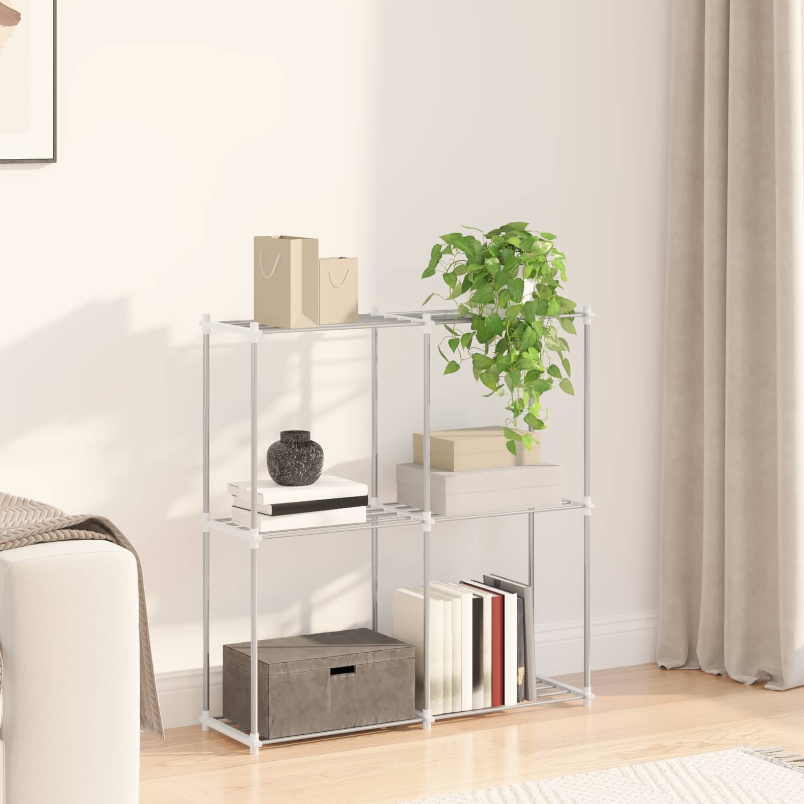 vidaXL Rohregal mit Speicher Weiß 86 x 27 x 90 cm Aluminium