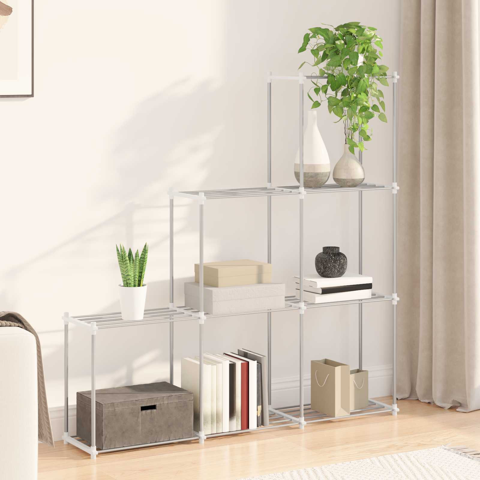 vidaXL Rohregal mit Speicher Weiß 129 x 27 x 132 cm Aluminium