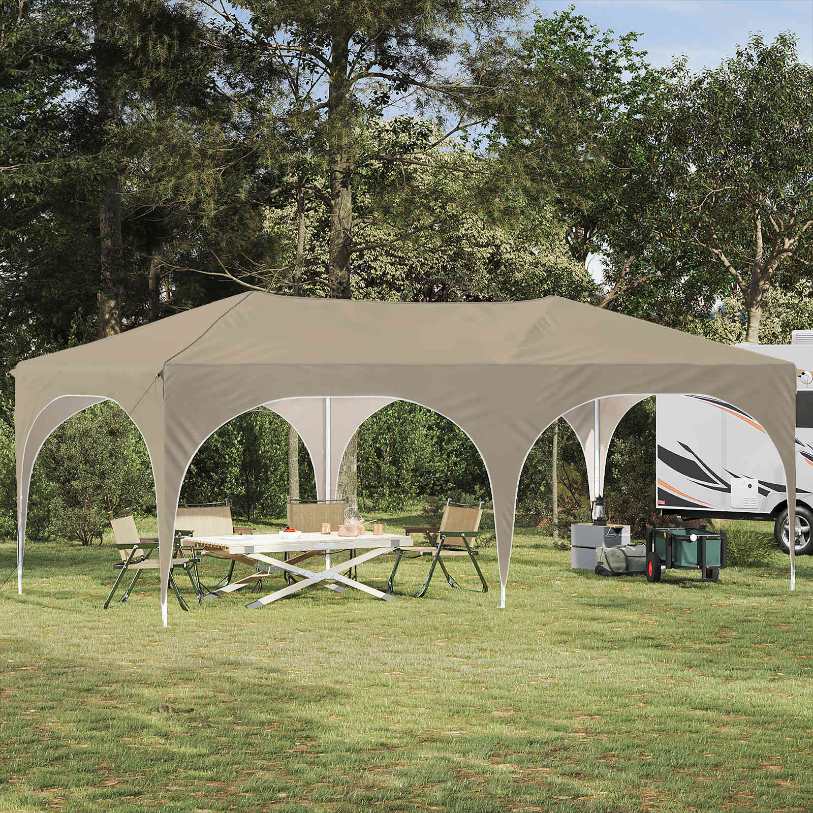 vidaXL Pop-up Partyzelt 575 x 288 x 245 cm Creme Oxford-Stoff