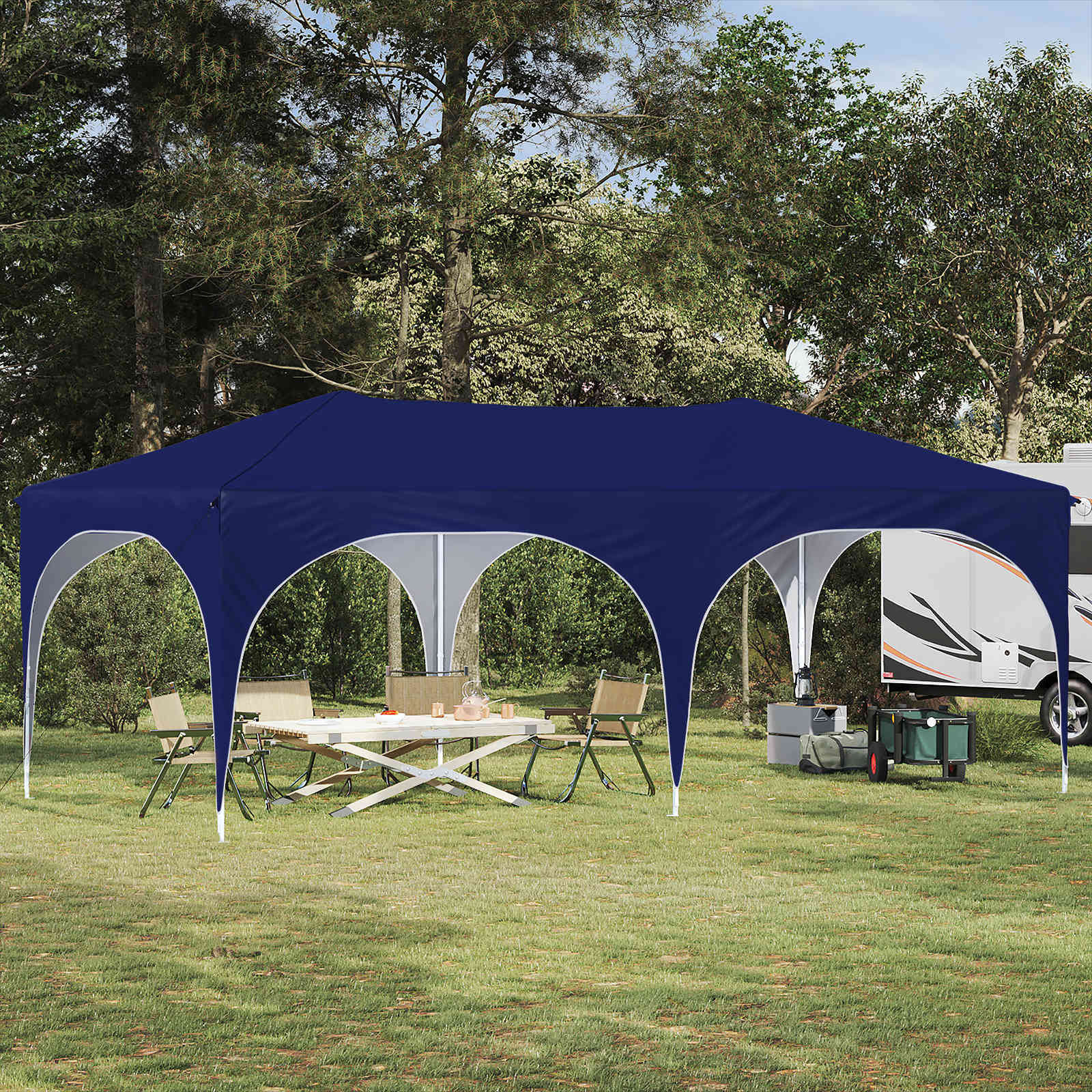 vidaXL Pop-up Partyzelt 575 x 288 x 245 cm Blau Oxford-Stoff