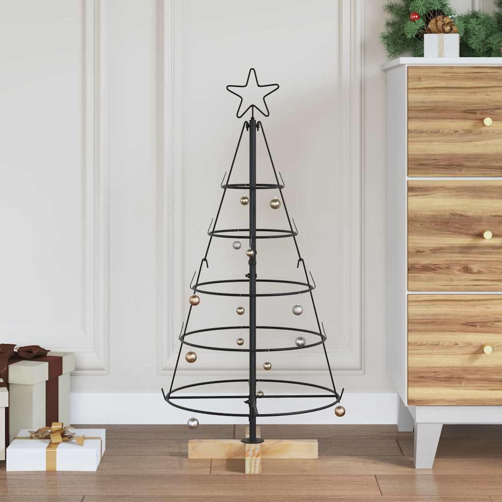 vidaXL Weihnachtsdeko mit Ständer Schwarz 90 cm Stahl