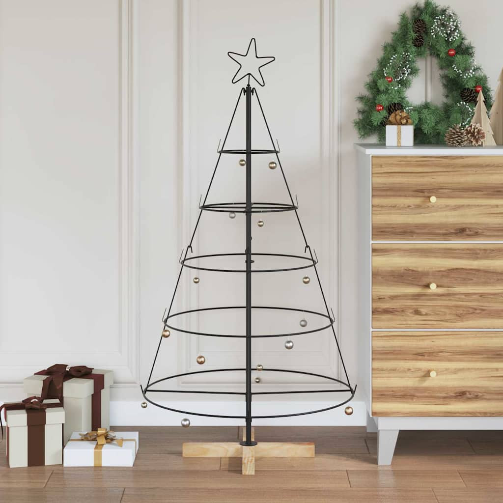 vidaXL Weihnachtsdeko mit Ständer Schwarz 126 cm Stahl