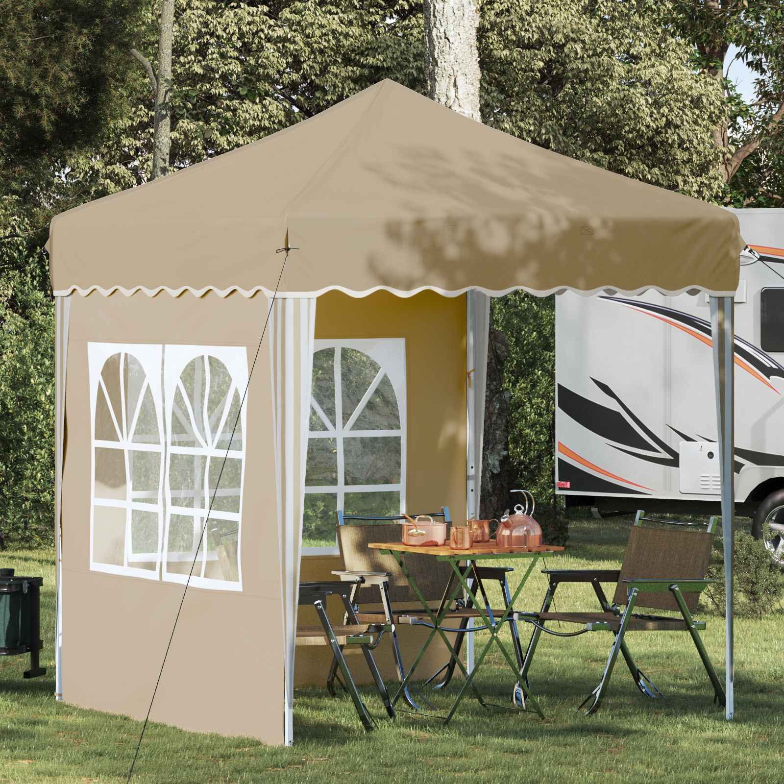 vidaXL Pop-up Partyzelt 195 x 195 x 245 cm Creme Oxford-Stoff