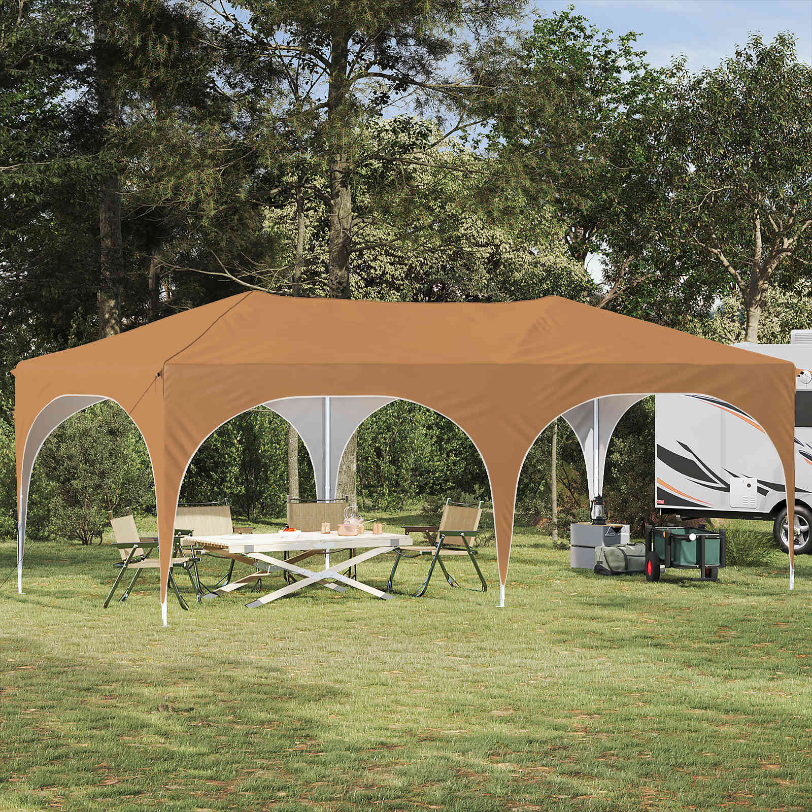 vidaXL Pop-up Partyzelt 575 x 288 x 245 cm Beige Oxford-Stoff