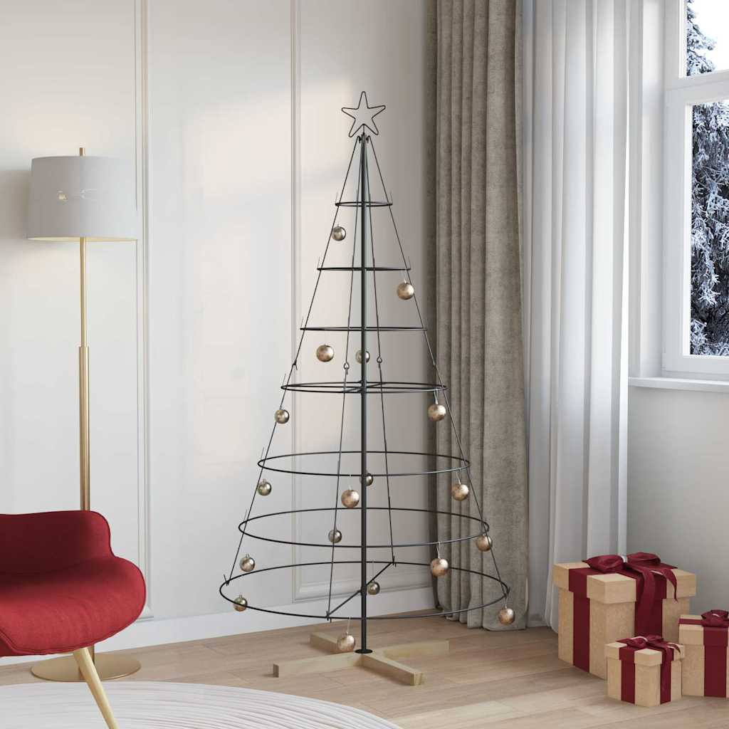 vidaXL Weihnachtsdeko mit Ständer Schwarz 180,5 cm Stahl