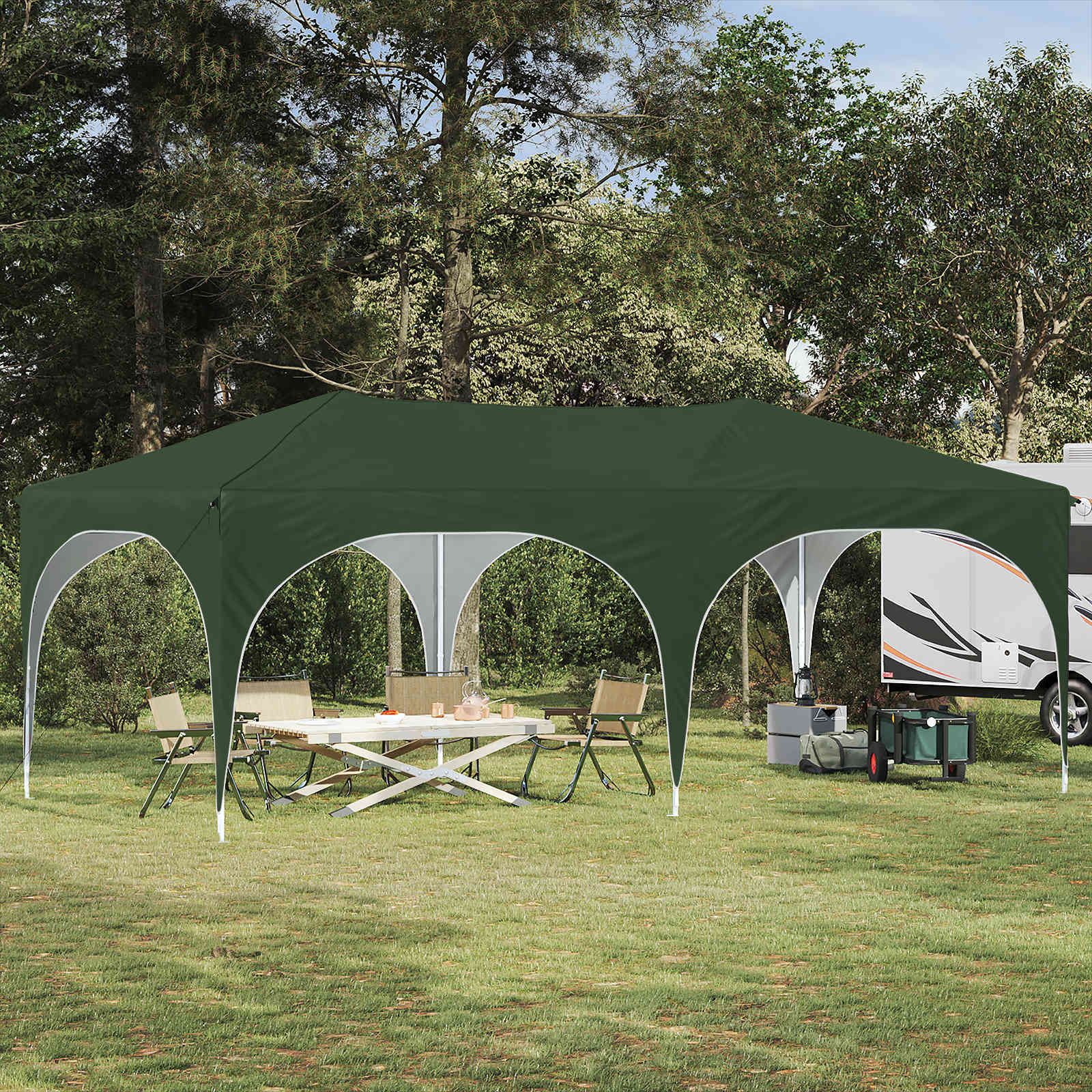 vidaXL Pop-up Partyzelt 575 x 288 x 245 cm Grün Oxford-Stoff
