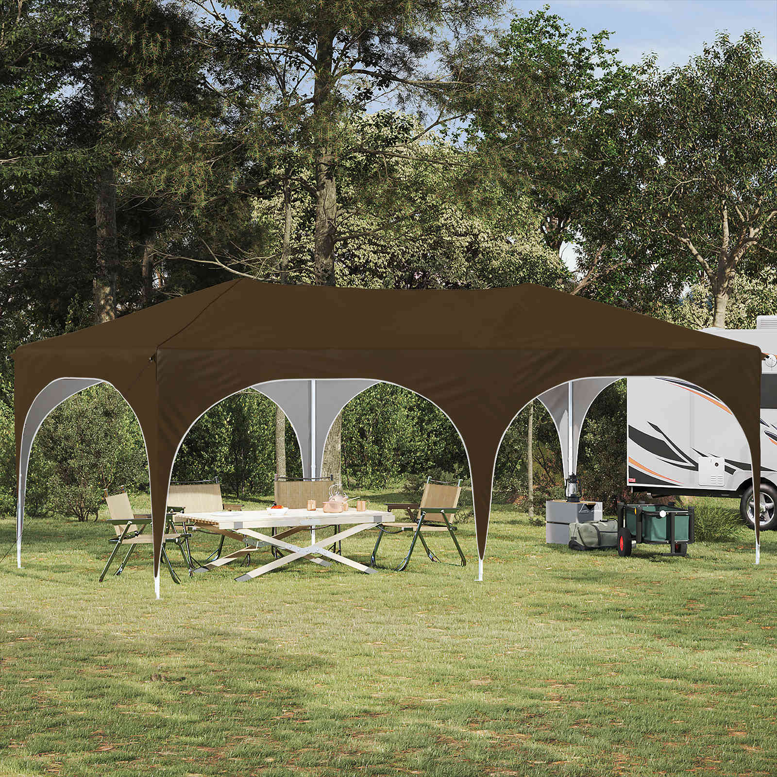 vidaXL Pop-up Partyzelt 575 x 288 x 245 cm Taupe Oxford-Stoff
