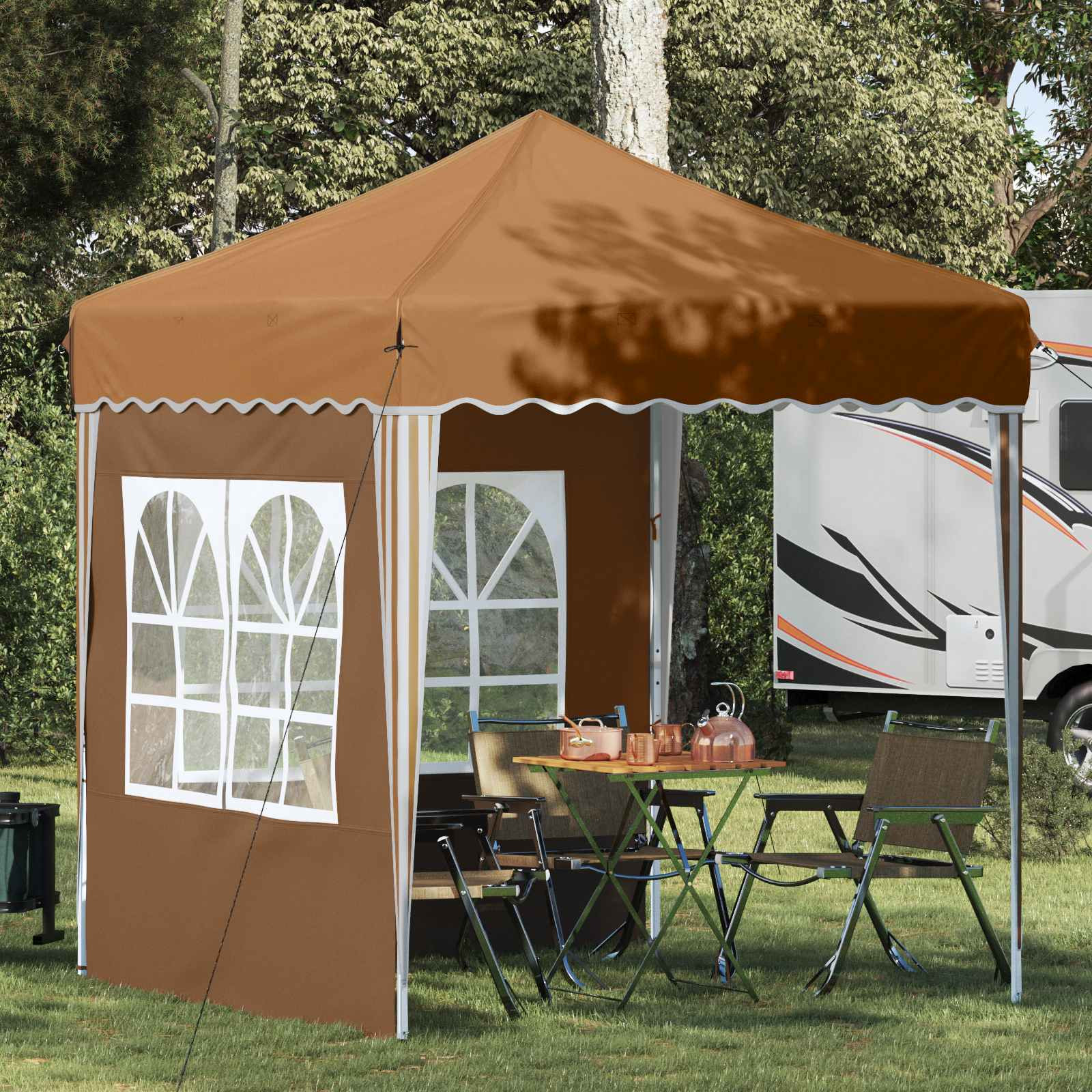 vidaXL Pop-up Partyzelt 195 x 195 x 245 cm Beige Oxford-Stoff