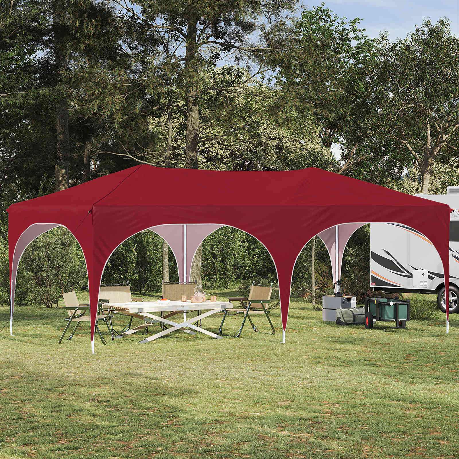 vidaXL Pop-up Partyzelt 575 x 288 x 245 cm Bordeauxrot Oxford-Stoff