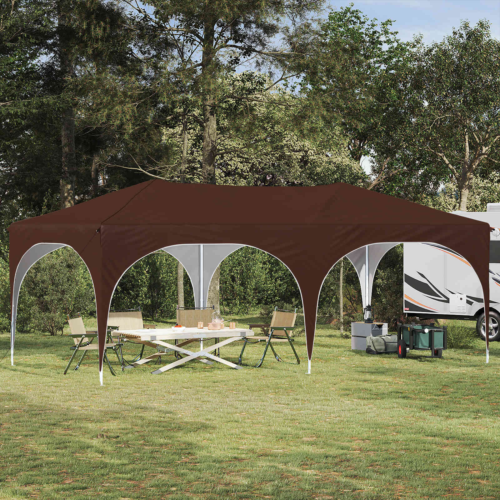 vidaXL Pop-up Partyzelt 575 x 288 x 245 cm Braun Oxford-Stoff