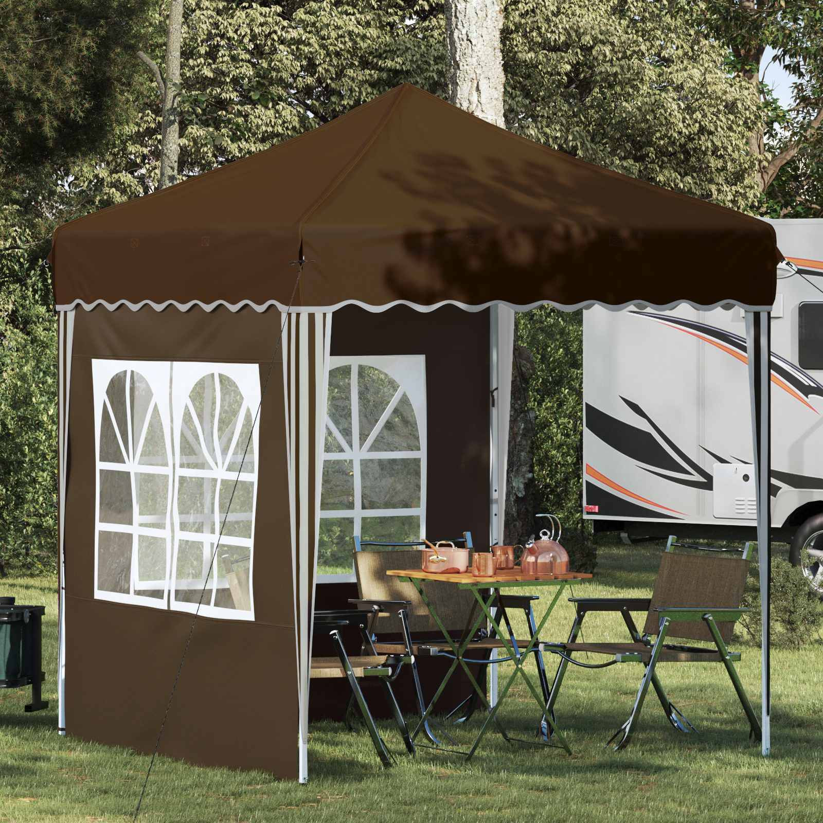 vidaXL Pop-up Partyzelt 195 x 195 x 245 cm Taupe Oxford-Stoff